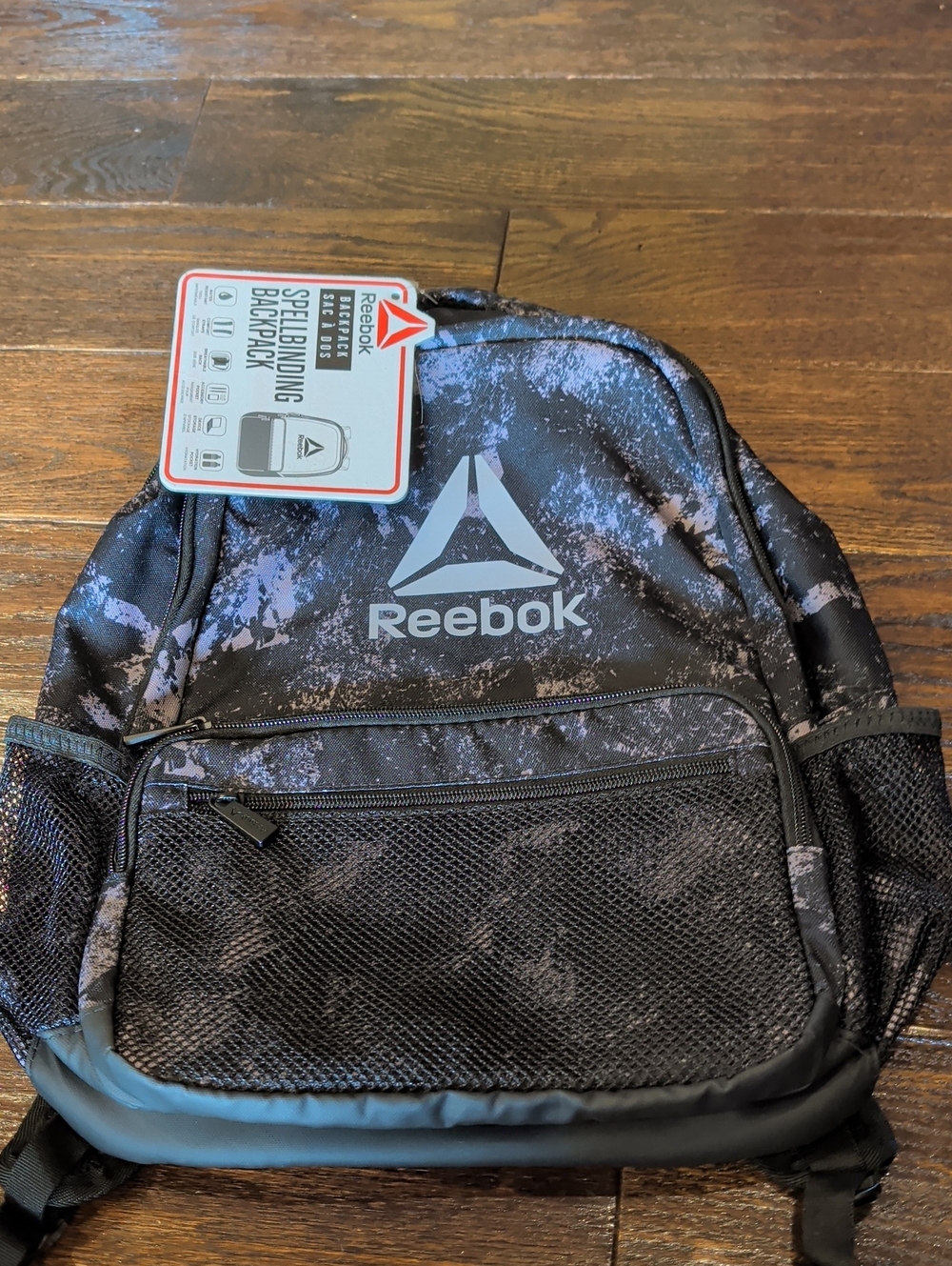 Reebok Black & Gray Splatter Sport Backpack